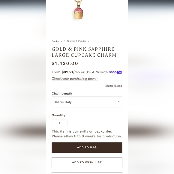 14k Gold and Pink Sapphire Cupcake Charm - Picture 5 of 5